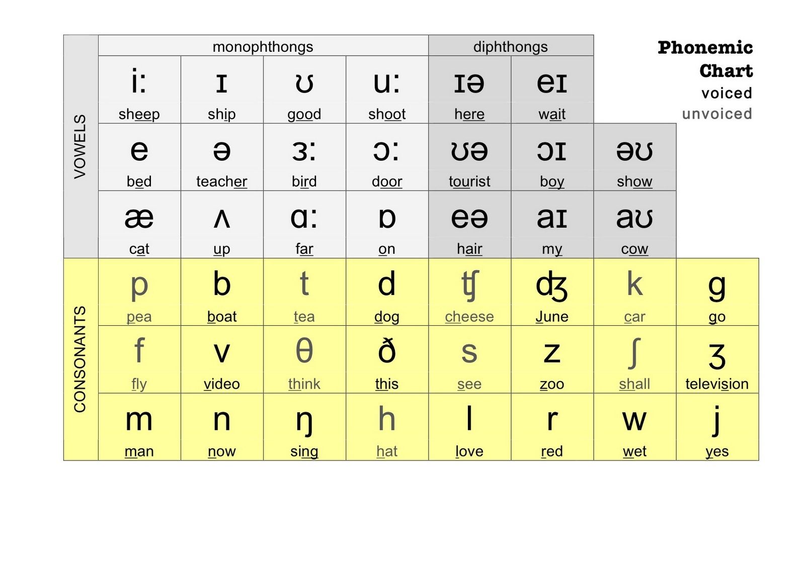 phonemic chart phonemic chart
